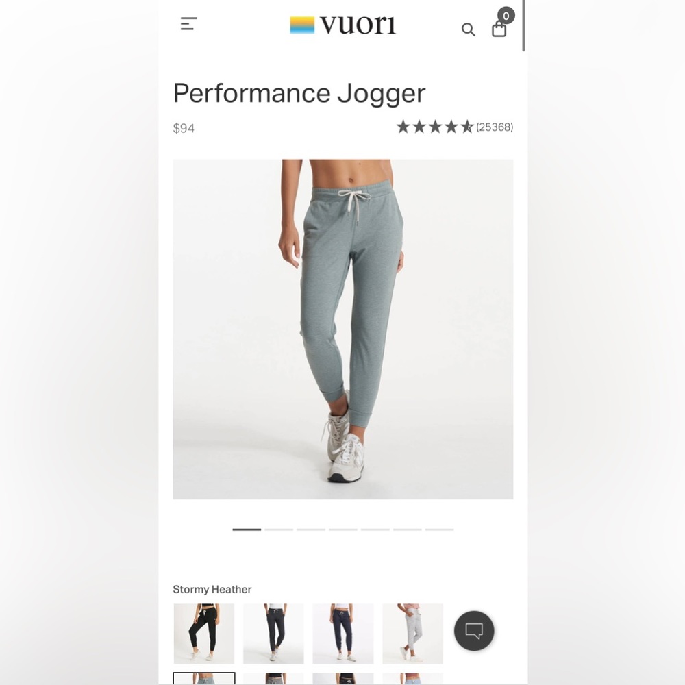 Vuori women’s performance jogger in stormy Heather